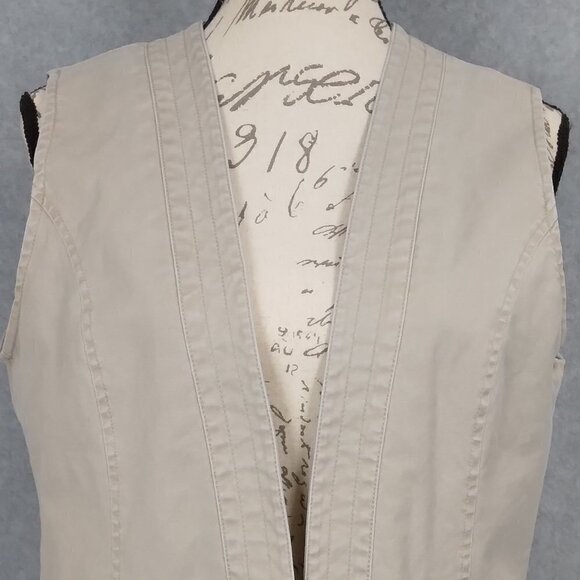 Chico’s | Cotton Khaki Vest Open Front | Size L (12) - Picture 2 of 8